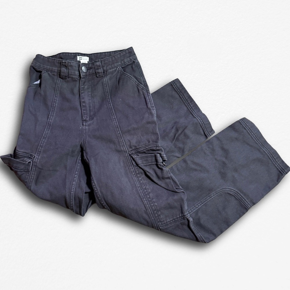 Billabong Gray Cargo Pants Wide Leg Utility Trousers‎ Womens Size 24 Charcoal